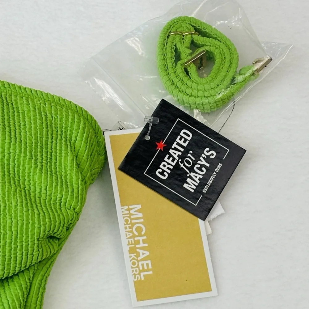 Michael Kors Bright Lime Green 1-Shoulder Side-Cutout 1-Piece Swimsuit Ribbed 10